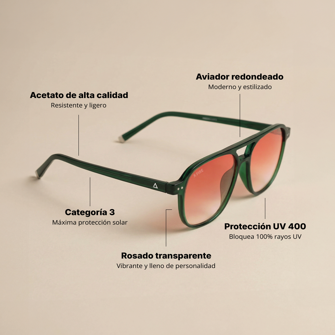 Lente de sol Manzini Verde / Rosado UV400 X FIRE