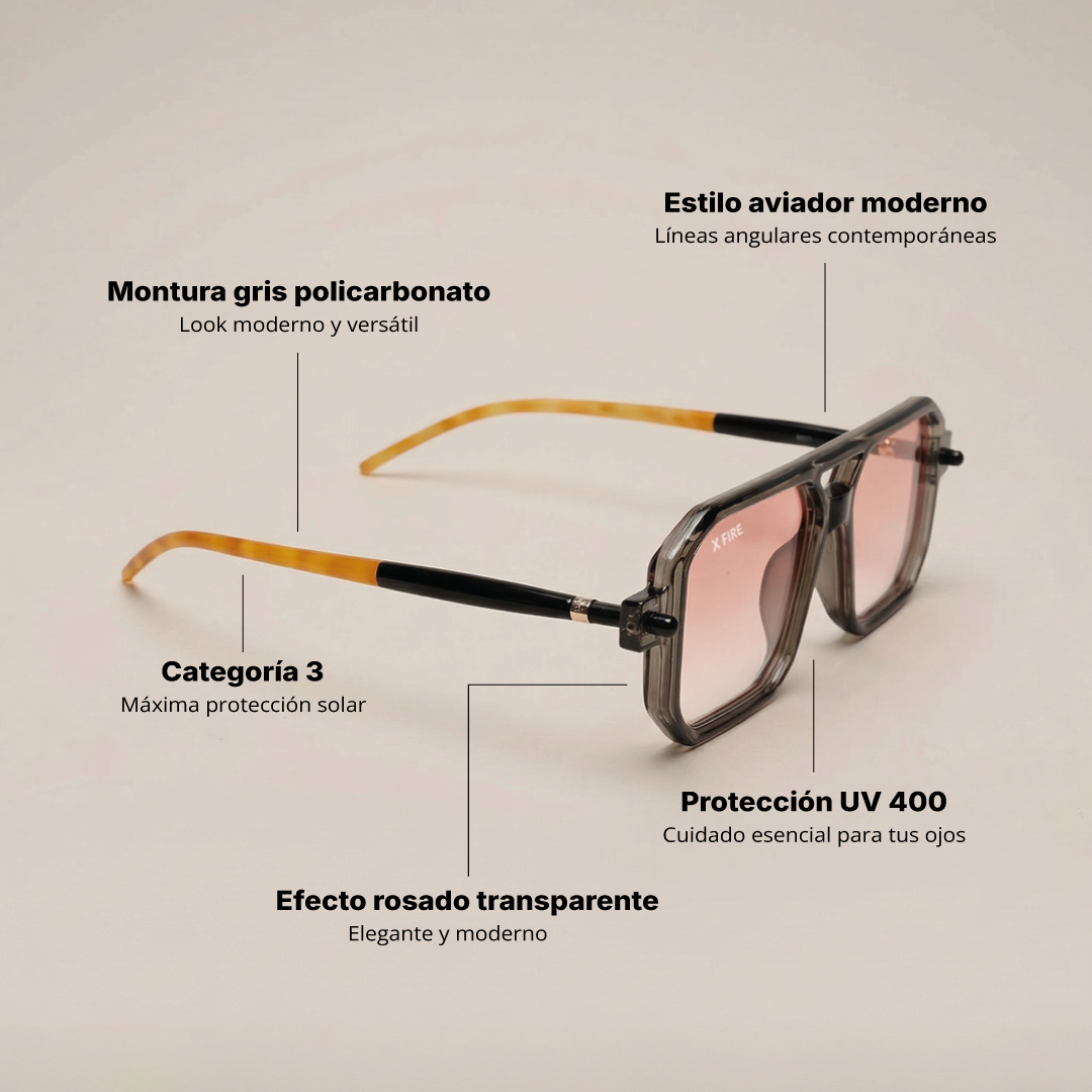 Lente de sol Bali Gris / Rosado UV400 X FIRE