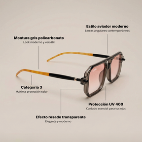 Lente de sol Bali Gris / Rosado UV400 X FIRE