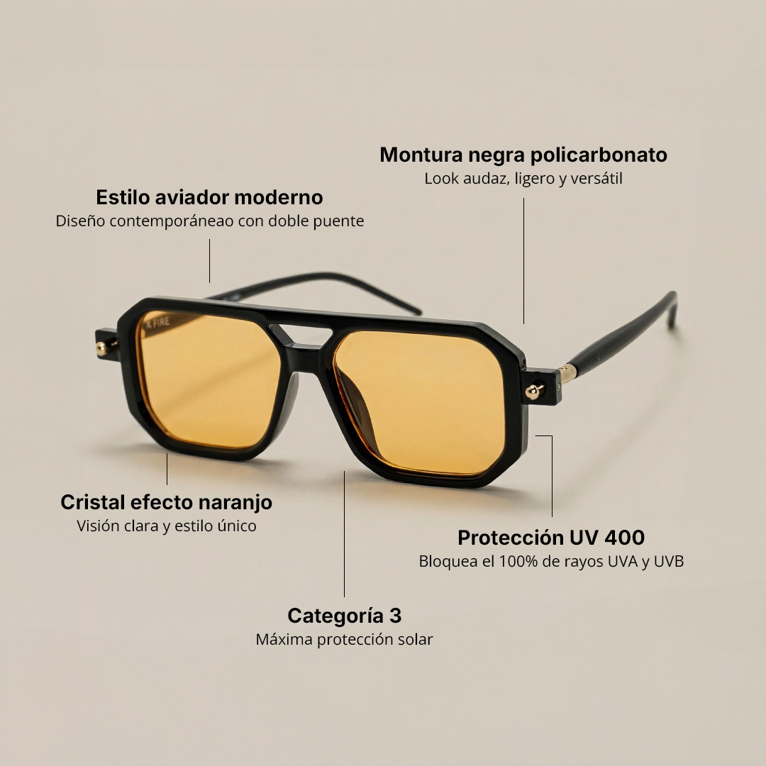 Lente de sol Bali negro/ Naranja UV400 X FIRE