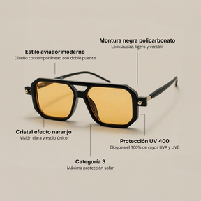 Lente de sol Bali negro/ Naranja UV400 X FIRE