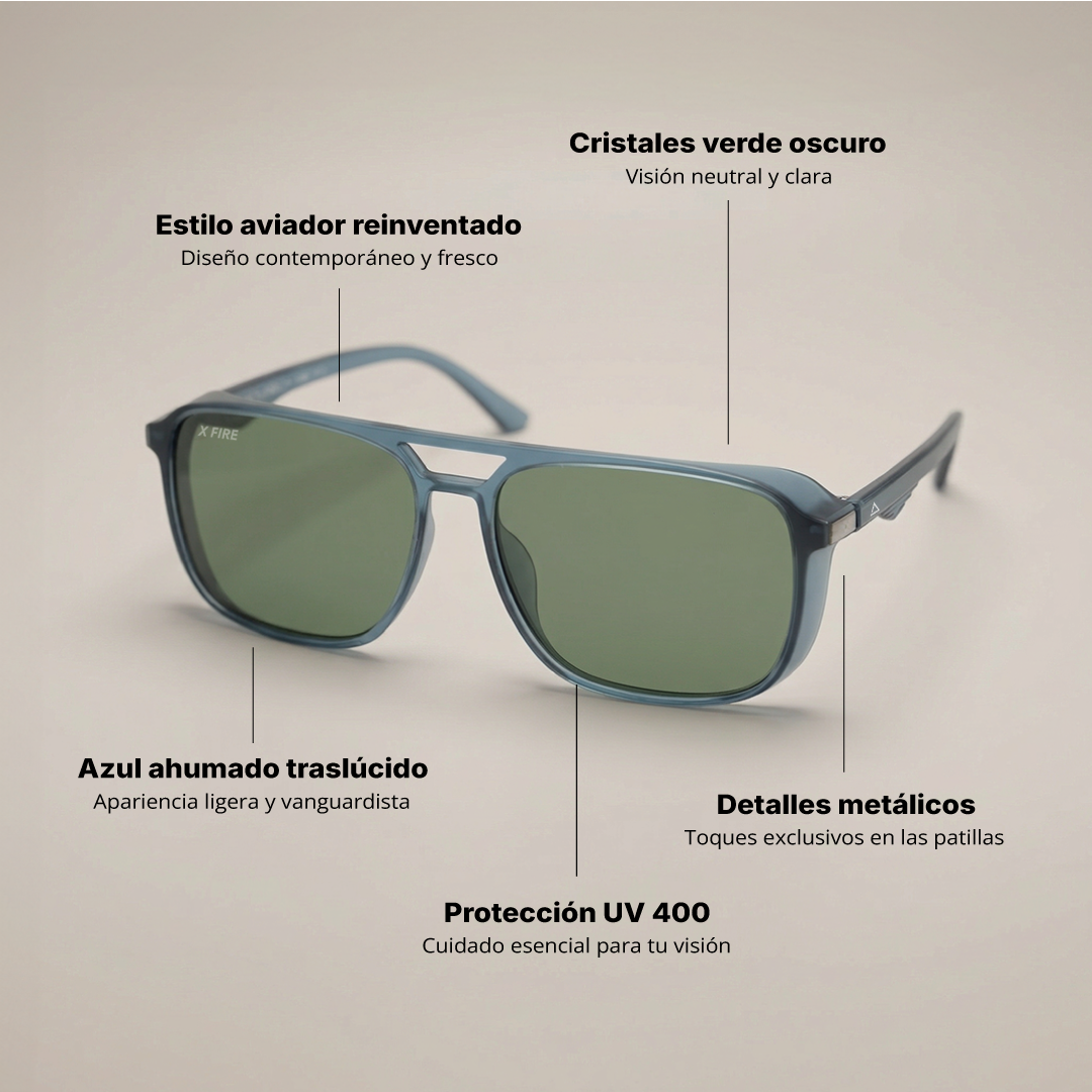 Lente de sol azul Atlas / Verde UV400 X FIRE