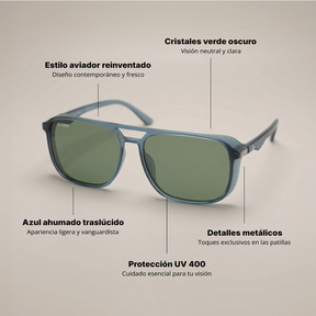 Lente de sol azul Atlas / Verde UV400 X FIRE