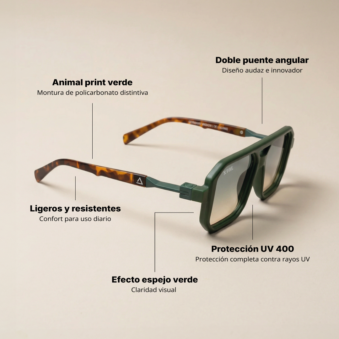 Lente de sol animal print verde Bali 2.0 / Verde UV400 X FIRE