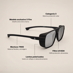 Lente de sol Barcani Negro / Negro UV400 X FIRE