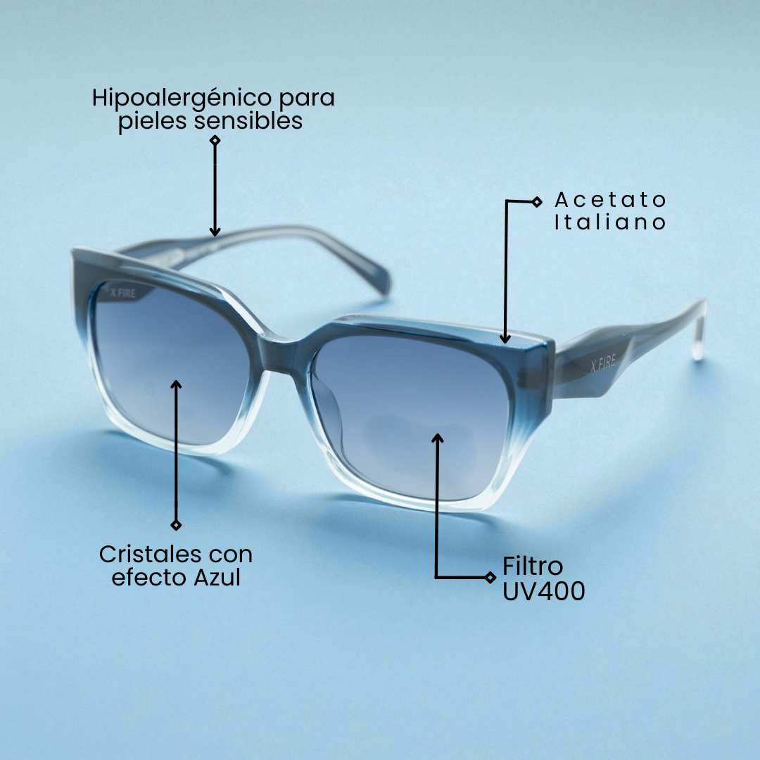 Lente de sol color Azul Alessa / Azul UV400 X FIRE