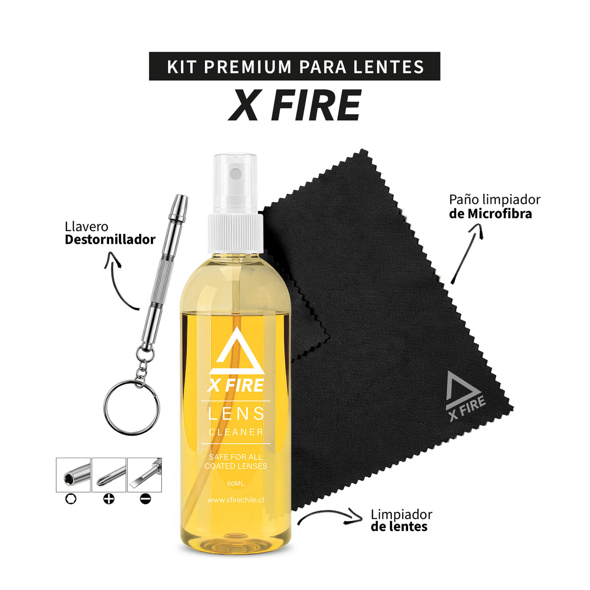 Kit de limpieza para todo tipo de lentes (Amarillo)