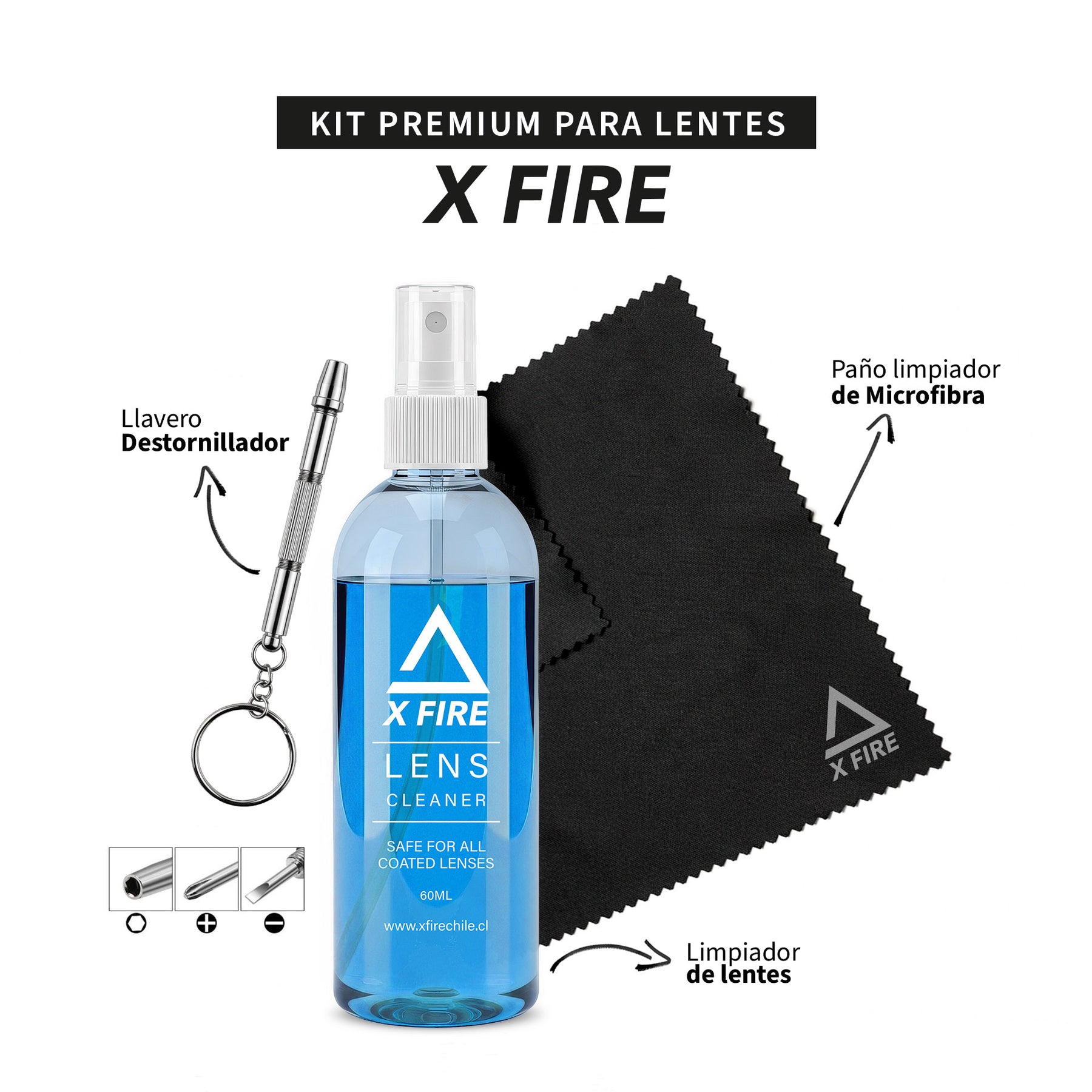 Kit de limpieza para todo tipo de lentes (Azul)