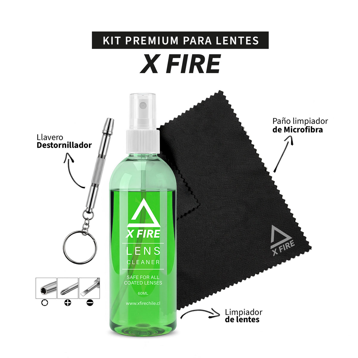 Kit de limpieza para todo tipo de lentes (verde)