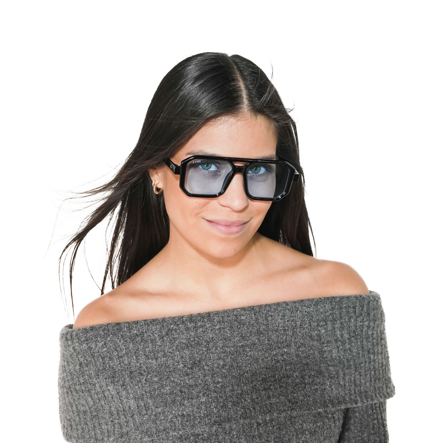 Lente de sol Cassi Negro / Azul UV400 X FIRE